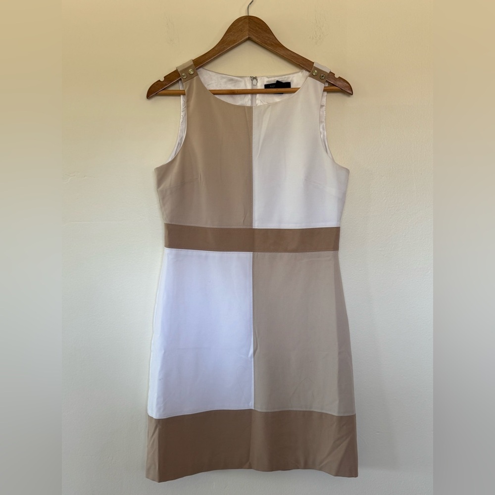 White House Black Market Sheath Dress White and Tan